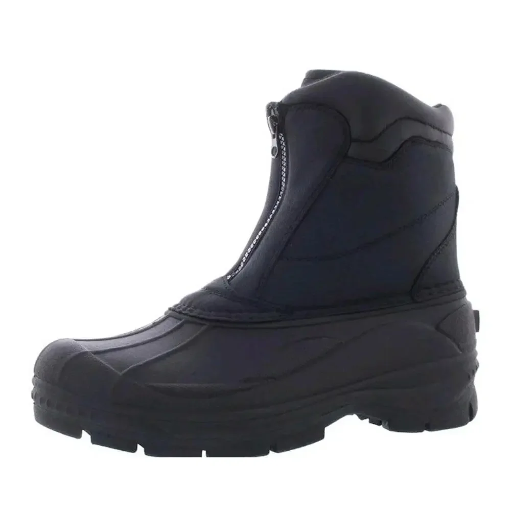 Totes Cassel Mens 12 Black Waterproof Insulated Winter Snow Boots Front Zip